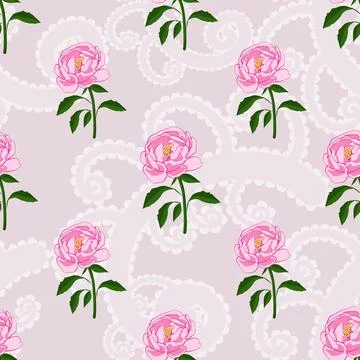 Beautiful pink peony pattern design for great lovely textile pattern Stock Illustration