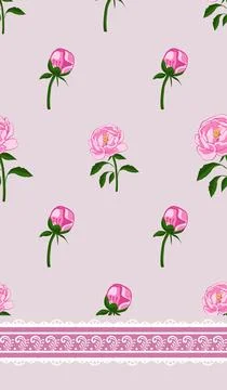 Beautiful pink peony pattern design for great lovely textile pattern Stock Illustration