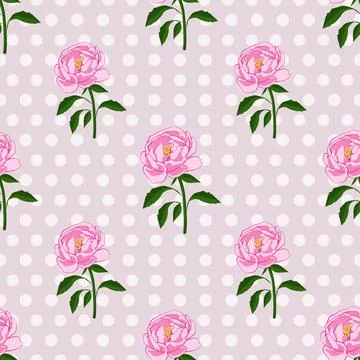 Beautiful pink peony pattern design for great lovely textile pattern Stock Illustration