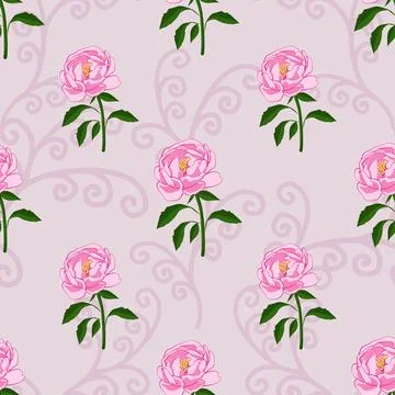 Beautiful pink peony pattern design for great lovely textile pattern Stock Illustration