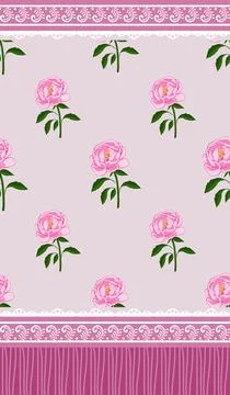 Beautiful pink peony pattern design for great lovely textile pattern Stock Illustration