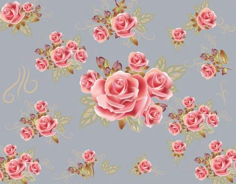 Beautiful pink rose pattern vector Stock Illustration