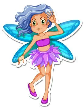 Beautiful pixie cartoon character sticker Illustrazione stock