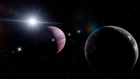 Beautiful planet in space, space fantasy, space background 3d render Stock Illustration