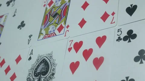Beautiful playing cards on the table Stock Footage 89543605