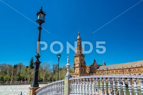 Beautiful Plaza de Espana in Sevilla, Spain Stock Photos