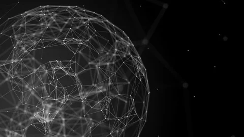 Beautiful plexus. Futuristic world. The sphere consists of triangles, points and Stock Footage 80797031