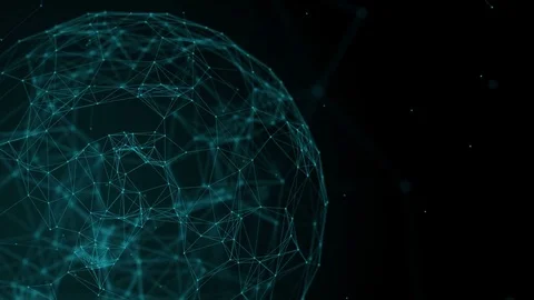 Beautiful plexus. Futuristic world. The sphere consists of triangles, points and Vidéo 80902065