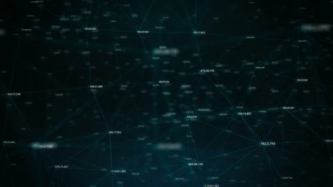 Beautiful Plexus Global Digital Network with Numbers Flying Through Stock Footage 97169424