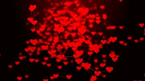 Beautiful plexus of hearts. Valentine's Day abstract background with hearts. Stock Footage 83473441