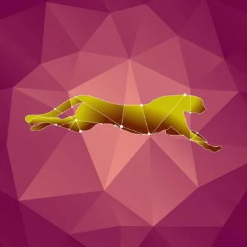 Beautiful polygonal guepard.. on a pink background Stock Illustration