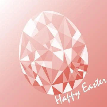 Beautiful polygonal mosaic egg on light orange background in Happy easter c.. Illustrazione stock