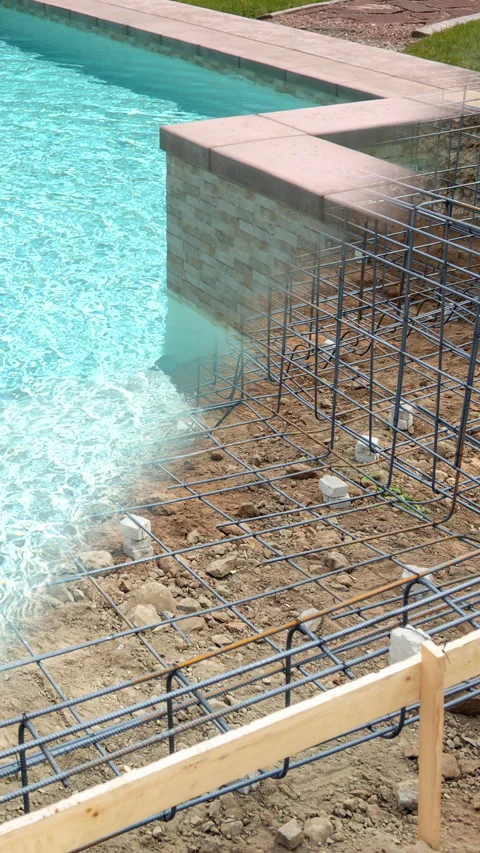 Beautiful Pool Construction Before and After Looping Reveal. Stock Footage 324752924