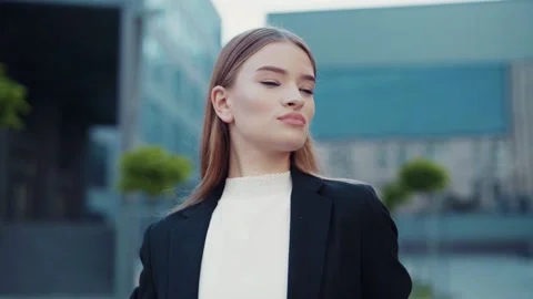 Beautiful portrait of nice looking young businesswoman with sexy appearance Stock Footage 137667167