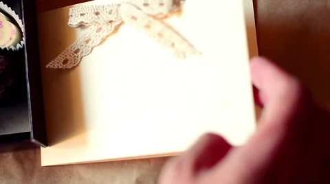 Beautiful Postcard Template with Natural chocolates in brown box Stock Footage 59086659