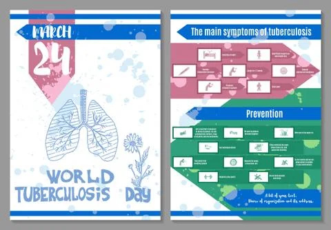 Beautiful posters on the day of fighting tuberculosis on a white Illustrazione stock