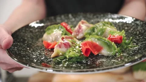 A beautiful presentation of the author's dumplings Stock Footage 147571868