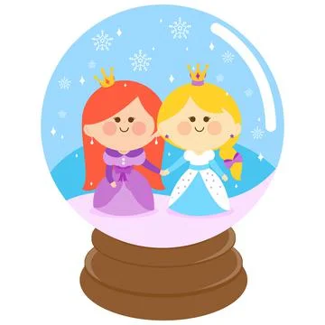 Beautiful princesses in a snow globe. Vector Illustration Stock Illustration