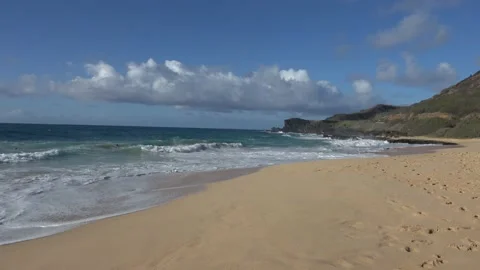 Beautiful Private And Empty Beach In Oahu, Hawaii Stock Footage 154305537