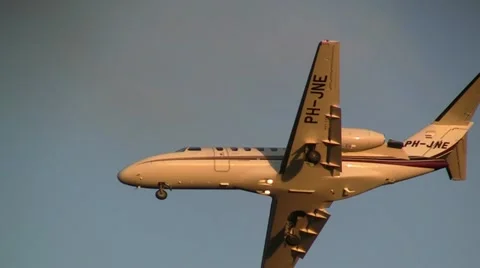 Beautiful private jet approach Stock Footage 10892444