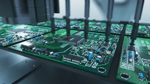 Beautiful Process of Robotic Arm Circuit Board Production on Conveyor Belt 動画素材 83306640