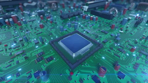 Beautiful Process of Robotic Arm Placing Processor Vídeos de archivo 89650363