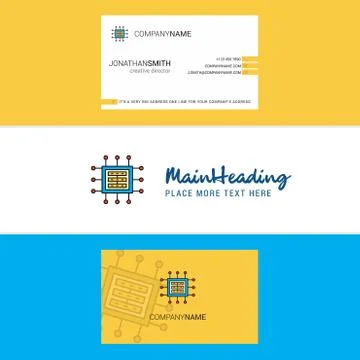 Beautiful Processor  Logo and business card. vertical Design Vector Stock Illustration