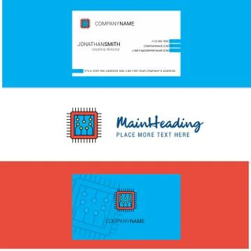 Beautiful Processor Logo and business card. vertical Design Vector Stock Illustration