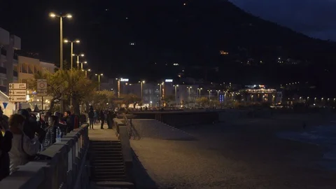 Beautiful promenade in Cefalu Stock Footage 88518017