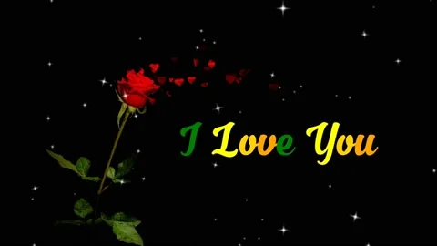 Beautiful Proposal background with I Love You text , Heart &amp; Rose Flower. Stock Footage 142300830