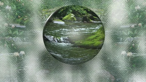 Beautiful psychedelic 3d sphere mountain stream motion graphic Video stock 167668785