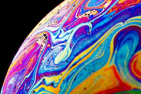  Beautiful psychedelic abstraction - interference in soap films in reflect... Stock Photos