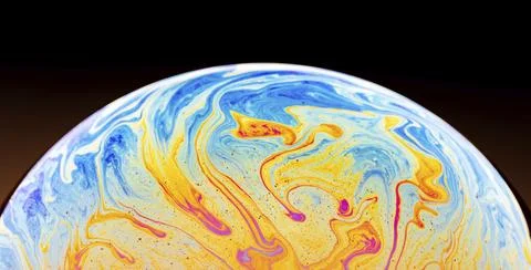 Beautiful psychedelic abstraction, interference in soap films in reflected light Stock Photos