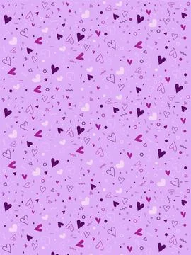 Beautiful Purple Heart Pattern, Background, Pink, Red and Purple Hearts Stock Illustration