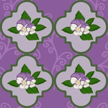 Beautiful purple pansy pattern design great lovely textile pattern Illustrazione stock