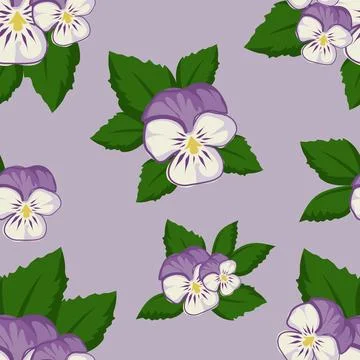 Beautiful purple pansy pattern design great lovely textile pattern Illustrazione stock