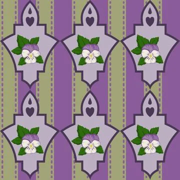 Beautiful purple pansy pattern design great lovely textile pattern Stock Illustration
