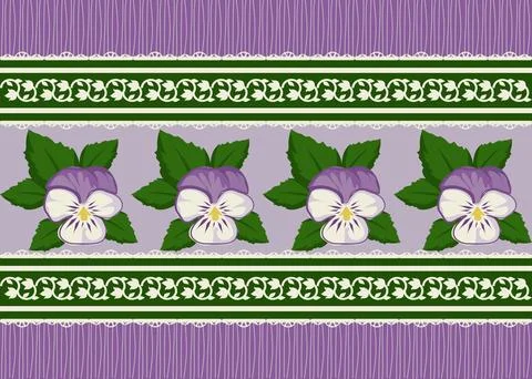 Beautiful purple pansy pattern design great lovely textile pattern Stock Illustration