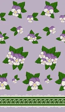 Beautiful purple pansy pattern design great lovely textile pattern Stock Illustration