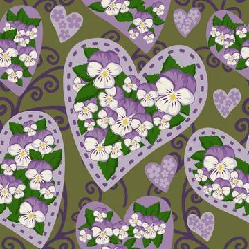 Beautiful purple pansy pattern design great lovely textile pattern Illustrazione stock