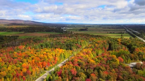 Beautiful Quebec at its peak in fall foliage Stock Footage 245795832