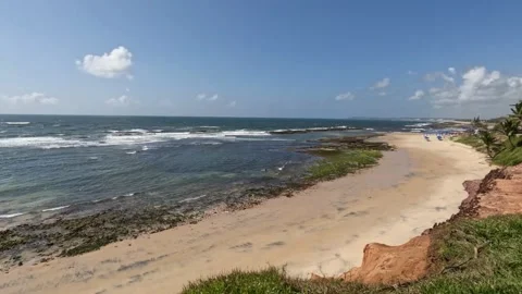 Beautiful quiet beach with a reef of stones and coral Stock Footage 301024657