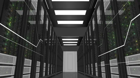Beautiful Rack Servers Working in Modern Data Center. Cloud Computing Data Stock Footage 92177859