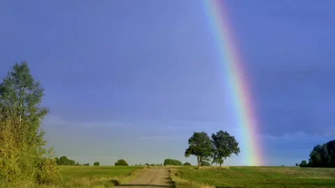 Beautiful rainbow after the storm. Stock Footage 229559367