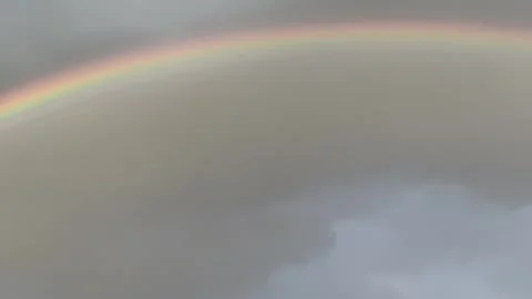 Beautiful Rainbow Against Cloudy Gray Sky Vidéo 341509025