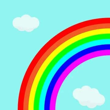 Beautiful rainbow in bright sky with clouds vector illustration Stock Illustration
