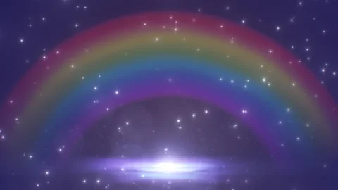 Beautiful Rainbow Outer Space Aurora and Twinkling Stars in Night Sky Stock Footage 166545598