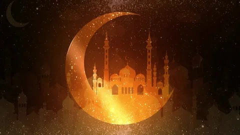 Beautiful Ramadan Backgrounds with crescent moon and mosque Islamic Lanterns 動画素材 334660816