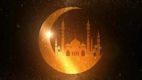 Beautiful Ramadan Backgrounds with crescent moon and mosque Islamic Lanterns 스톡 동영상 334660868