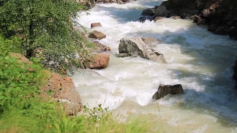Beautiful rapid mountain river Stock Footage 78494770